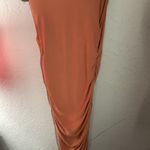 Pinc Orange Ruched Bodycon Midi Dress Size L Photo 2