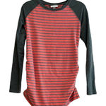 Liz Lange  Maternity Striped Long Sleeve Baseball Blouse Small Photo 0