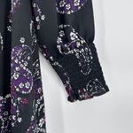 Loft NWT Black Paisley Floral Print Mock Neck Ruffle Long Sleeve Dress Size 8 Photo 3