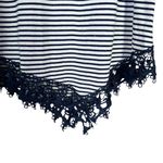 Dress Barn Womens Sz M Petite White Navy Stripe Lace Trim Tank Top Asymmetrical Photo 5