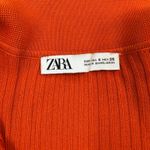 ZARA  Womens Knit Top S Orange Ribbed Long Sleeve Collared Pullover Sweater Cute Photo 3