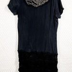 Johnny Was ‎ 4 Love And Liberty Black Silk Beaded Crochet Dress Photo 0