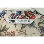 ZARA  White‎ Sheer Long Sleeve Floral Peter Pan Collar Button Down Shirt Womens L Photo 2