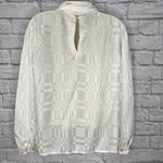 Vintage Joanna White Shiny Secretary Blouse Scarf Long Sleeve Size M Checkered Size M Photo 1