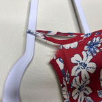 Monteau  Red Floral Lace-Up Deep‎ V-neck Ruffle Sleeveless Blouse M Photo 8