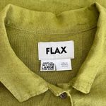Flax  Olive Green 100% Linen Button Down Long Sleeve Blouse, Size L Photo 2