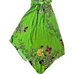 Urban Outfitters Y2K  Pricilla Lace Up Green Floral‎ Satin Dress XS Romantic Boho Photo 6