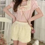 Cream Floral Lace Cottage Ballet Y2K Summer Layered Tiered Shorts Photo 2
