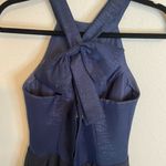 HIGH neck halter navy blue shimmer a line ballet cocktail dress Size 0 Photo 4