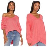 Free People NEW  Sweater Brookside Bright Pink Scoop Neck Tunic Women’s Small Photo 1
