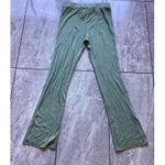 Sundry  Light Green Stretch Ribbed Flare Pants Pull On L Photo 2