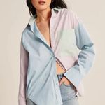 Abercrombie & Fitch Abercrombie Pastel Colorblock Oversized Button Up Shirt Photo 0