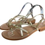 Minerva Sandali Gold Strappy Flat Leather Sandal Size 39/ US 8.5 Photo 0