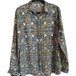 CAbi  #129 Long Sleeve Button Down Shirt size Large Sheer Festival Blouse Womens Photo 0