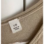 Y2K Knit Metallic gold/cream Womens Dress holiday NYE Sparkle Size Large Photo 2