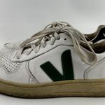 VEJA  V10 Sneakers Leather Lace Up Low Top Logo Round Toe White Emeraude 9 Photo 3