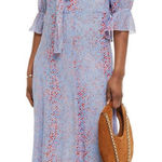 See By Chloe Ruffled Printed Silk Georgette Midi Dress Sz Medium Photo 0