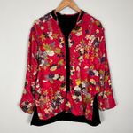 Chico's  Design 1‎ Jacket Womens Medium Black Velvet Floral Silk Rayon Toggle M 8 Photo 15