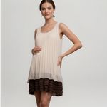 Ryu NEW Anthropologie  Sleeveless Pleated Ruffle Babydoll Dress SMALL Beige/Brown Photo 4
