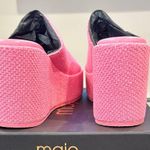 Maje NEW Platform Sandals Rose Fuschia Embroidered Logo size 40 Photo 8