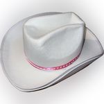 NWT White Cowboy Hat with Pink Star Trim Western Festival Hat Photo 2