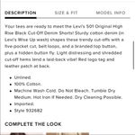 Levi's • 501 original high rise black cut-off denim shorts sz 32 Photo 4