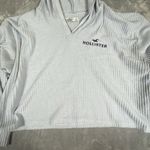 Hollister Y2K Sweatshirt Womens Large Blue Waffle Knit Thermal Pullover Cropped Photo 5