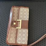 Liz Claiborne Brown and Tan Clutch with Gold Accent Photo 0