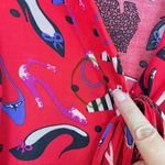 Anthropologie Maeve Rory Tie-Neck Blouse Heels Print 3/4 Sleeves Button Up 16W Photo 8