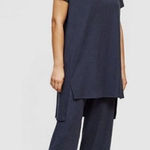 Eileen Fisher Tencel Ribbed Wide Leg Pull On Pants Size M Blue Lounge Stretch Photo 0