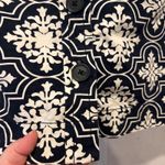 J.Crew Women's Skirt Sz 14 White Navy Blue Button Front Cotton Mini Skirt‎ Beach Photo 1