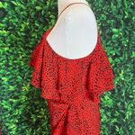 River Island red ruffled animal print cold shoulder midi dress 10 Photo 3