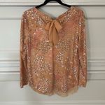 LC Lauren Conrad Lauren Conrad Peach Floral Long Sleeve with Lace Hem and Bow Size Medium Photo 1