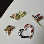 Lot Of 4 American Flag Patriotic Brooch / Lapel Tack Pins Angel, Heart Photo 6