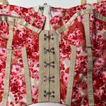Floral Tapestry Print Coquette Fairycore Corset Top Bustier w/ Garter Straps Red Photo 11