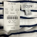 JCrew Factory Boatneck Tee Shirt Long Sleeve Stripe Navy Blue/White L(12 Photo 2