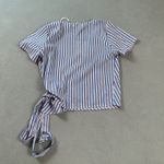 NWT 8 Birdies Australia Blouse Top Blue Stripe Wrap Tie Short Sleeve V Neck M Size M Photo 1