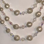 NWT Vintage 3 Strand Swarovski Crystals & Fresh Water Pearl Necklace White Photo 3