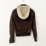Abercrombie & Fitch Brown Fur Bomber Jacket Zip Vintage Y2K Size Small S Photo 5