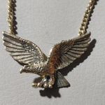 Eagle Flying Pendant 18 Inch Necklace Avon Gold Tone Cuban Style Chain Vintage Photo 12