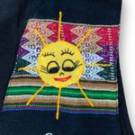 Vintage Peruvian Imports Llama Vest Folk Art Appliqué Striped Colorful Large Black Photo 1