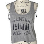 Goddess of Easton Gray Wine Lovers Cropped Tank Top Size S “Love Comes in All Sh Photo 0
