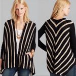 Free People Medium Black Beige Chevron Striped Chunky Circle Cardigan Sweater Photo 1