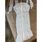 Lulus NWOT Size Small Bimini Periwinkle Blue Swiss Dot Tie-Strap Midi Dress Photo 6