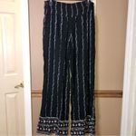 Three Dots  Floral Printed Wide Leg Pull On Pants Black‎ Small Photo 5