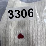 Lucky Brand Sweater PSmall Embroidered Heart Ribbed Knit White Red Valentines Photo 10