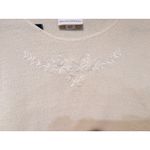 Jaclyn Smith Cream Embroidered Knit Top, Women's Small Pullover, Short Sleeve Photo 5