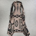 Urban Mangoz Duster Cardigan Womens Small Tan Gray Aztec Southwest Boho Sweater Photo 11