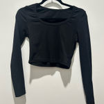 Long Sleeve Boat Neck Top Black Photo 0
