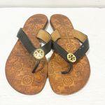 Tory Burch  Thora Flat Flip Flop Thong Sandals Black Brown Leather Size 9 Photo 1
